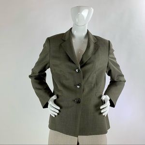 Women’s 14 Green Pinstripe EVAN-PICONE Notch-Lapel Blazer Jacket